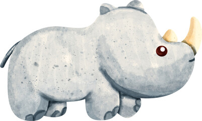 watercolor animal rhinoceros