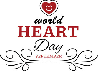 Script World Heart Day with decorative elements