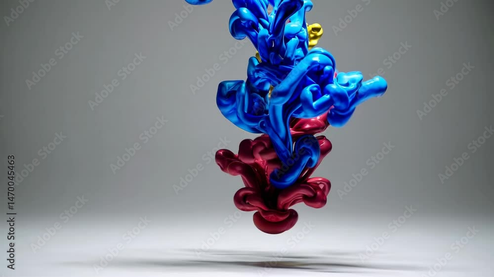 Poster vibrant ink colors blending, flowing dynamically and creating mesmerizing abstract organic shapes ag