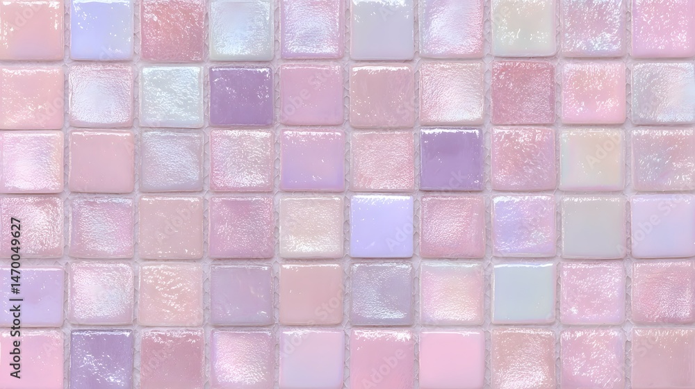 Poster a close up view of a soft pale purple mosaic tile pattern with a textured decorative background