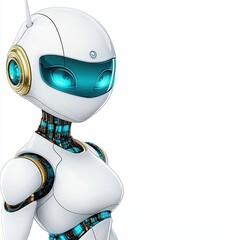 Futuristic Female Robot with Glowing Teal Eyes