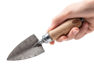 Garden tool for planting and cultivating soil with a hand grip