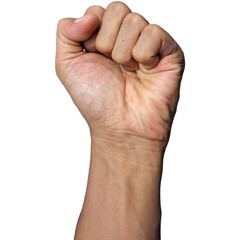 Clenched Male Hand Fist Isolated on White Background  Symbol of Anger, Victory, Resistance, and...