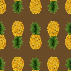 seamless pattern with pineapple in brown background