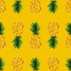 seamless pattern with pineapple in yellow background