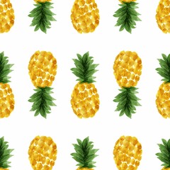 seamless pattern with pineapple in white background