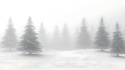 Obraz premium Foggy forest landscape with evergreen trees