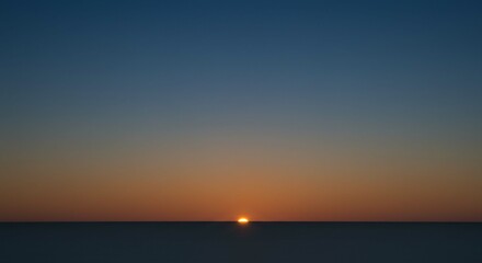 Serene Sunset over Calm Ocean Minimalist Coastal Landscape Photography