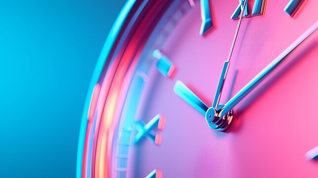 Glowing Pink and Blue Clock with Fingerprint Detail Animation