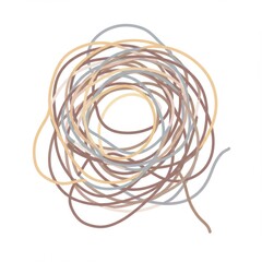 Tangled Beige Gray Brown Threads Abstract Art