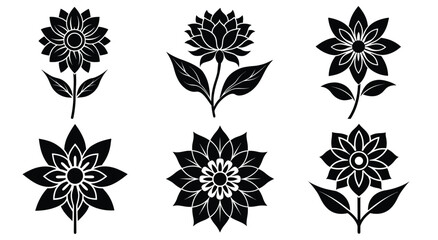 set of silhouette floral elements