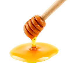 honey dripping from wooden dipper  with transparent background PNG and JPEG image