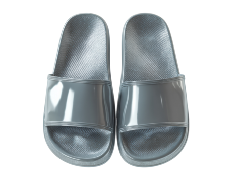 Gray slide sandals for casual summer wear and beach outing