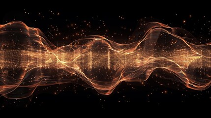 Obraz premium Abstract wave form design with glowing particles. Complex audio data visualization