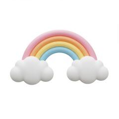 Pastel Rainbow with White Clouds Illustration