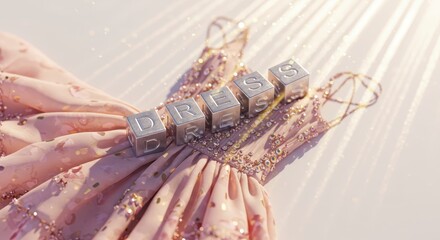 hyper realistic digital art, a stunning 3d graphical image of a delicate dress displayed vertically