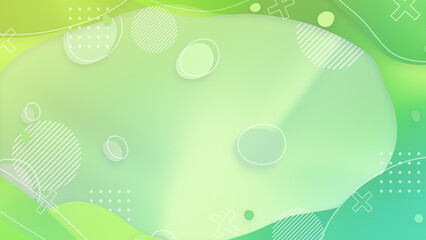 液体のような図形とグラデーションのポップなフレーム - グリーン