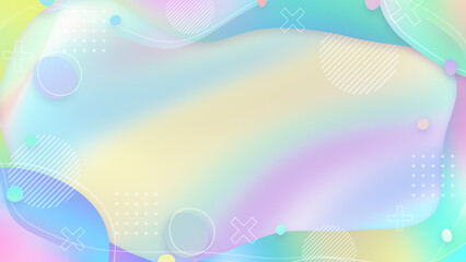 液体のような図形とグラデーションのポップなフレーム - レインボー