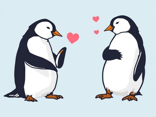 Obraz premium Adorable Penguin Couple Sharing a Sweet Affectionate Moment