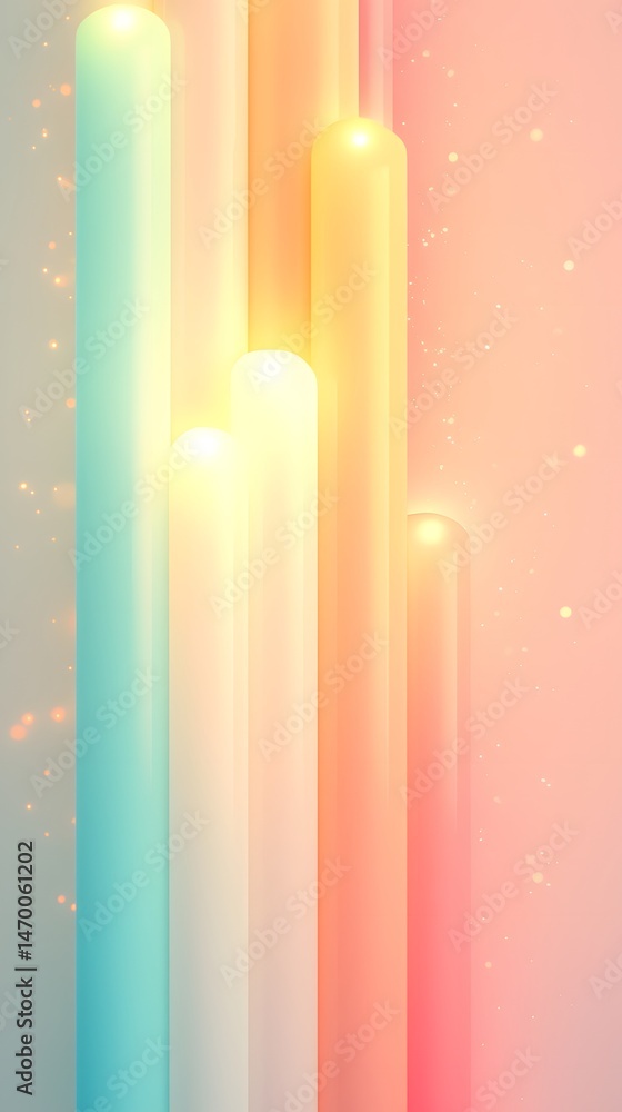 Poster abstract pastel columns glowing light grid pattern
