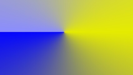 A vibrant gradient artwork featuring a split complementary color scheme of blues and yellows, radiating from a central point