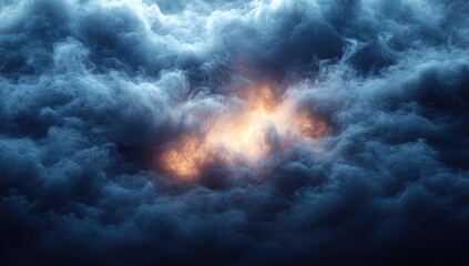 Fototapeta premium Storm clouds conceal a fiery light
