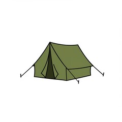 Olive Green Canvas Tent Illustration