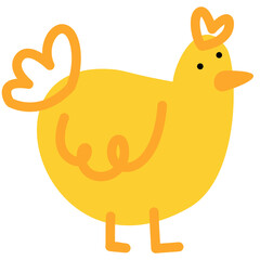 Cute yellow chicken cartoon illustration
