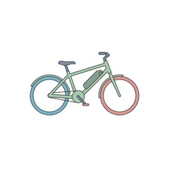 Fototapeta premium Green Electric Bicycle Illustration with Pastel Colors
