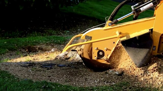 Powerful Stump Grinder in Action, Efficient Tree Removal