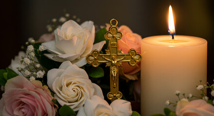 Ascension Day Candle and Cross Setup