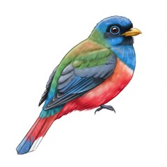 Colorful Bird Illustration with Red And Blue Feathers