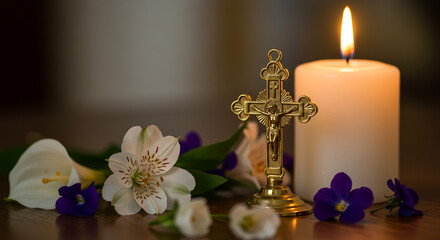 Ascension Day Candle and Cross Setup