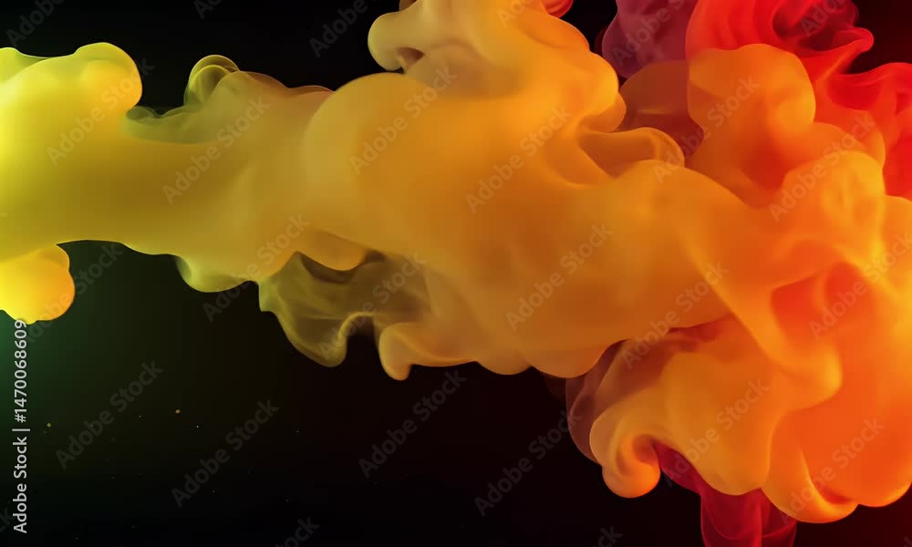 Poster abstract smoke composition with dynamic color gradient over black background