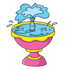 Cute cartoon hand drawn vector water fountain clipart.