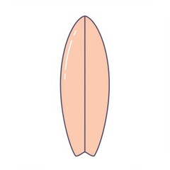 Fototapeta premium Peach Colored Surfboard Illustration on White Background