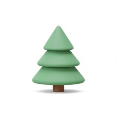 Fototapeta premium Simple 3D Render of a Green Conical Tree