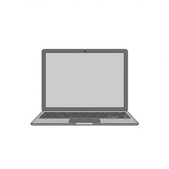 Grey Laptop Computer on White Background