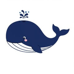 Obraz premium Cute Cartoon Blue Whale Illustration