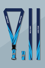 Lanyard Design Template Set for All Company In blue Color combinations EPS 10