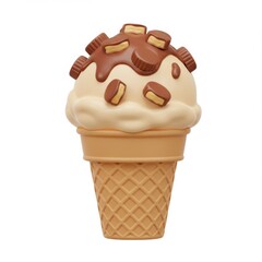 Creamy Ice Cream Cone with Chocolate and Candy