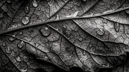 Fototapeta premium Close-up of a leaf with raindrops
