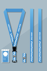 Lanyard Design Template Set for All Company In blue Color combinations EPS 10