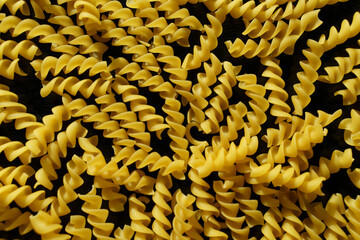 Close-Up of Twisted Yellow Pasta