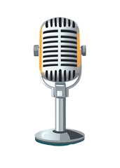 A retro microphone icon on Png Format and Transparent Background