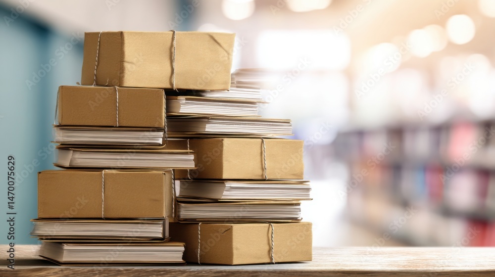 Poster stack of books representing knowledge and learning in various fields of study for personal and profe