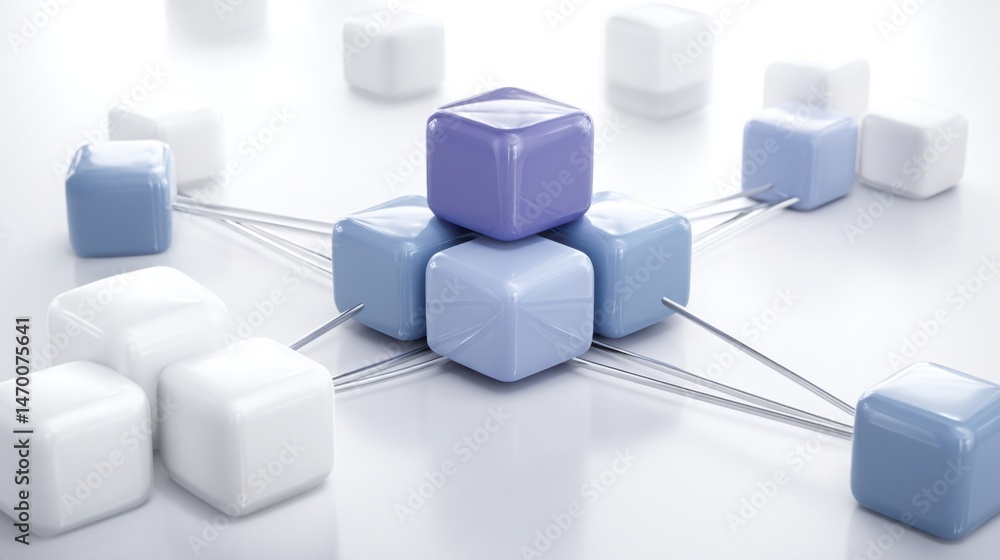 Poster group of cubes arranged to illustrate concepts of structure and order in risk management and organiz