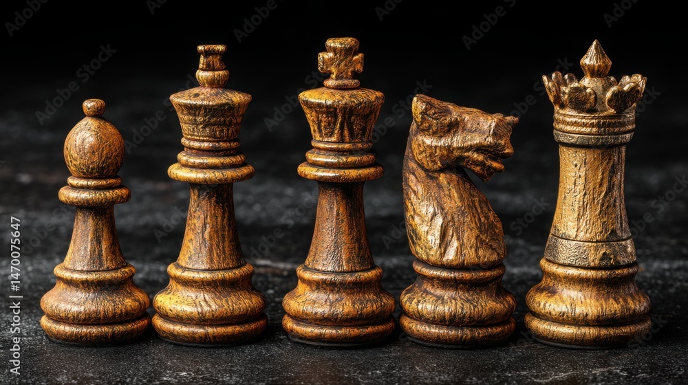 Poster classic chess set displayed on a table illustrating the timeless game of strategy and intellectual c