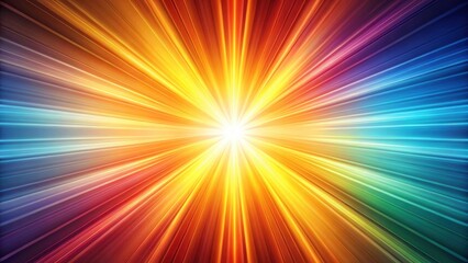 Obraz premium Radiant Energy Burst A Vibrant Spectrum of Light Rays Converging at the Core