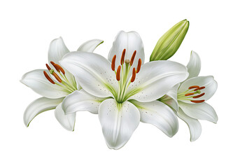 Fototapeta premium White lily isolated on white